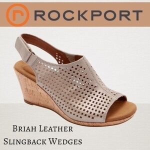 ROCKPORT Women's Briah Perf Sling Leather Wedges